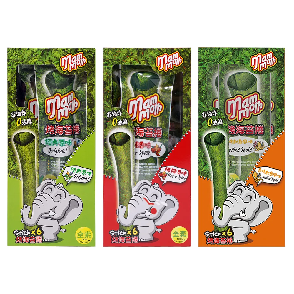 【MM象】泰式烤海苔捲2.5g*6入(原味/魷魚風味/酷辣香味)