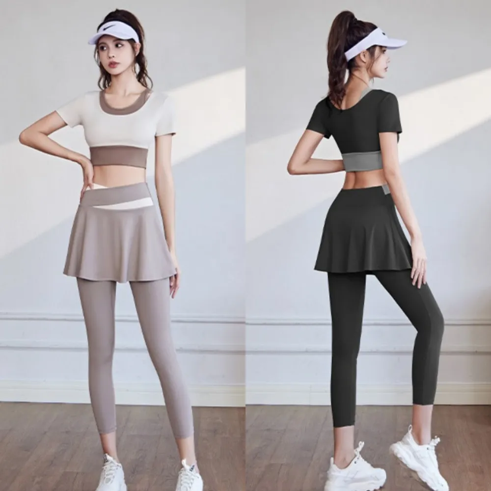 【巴黎精品】現貨限搶 瑜珈服套裝短袖運動服運動上衣休閒女裝瑜伽服-彈力透氣瑜珈褲修身長褲多色b1a54 A