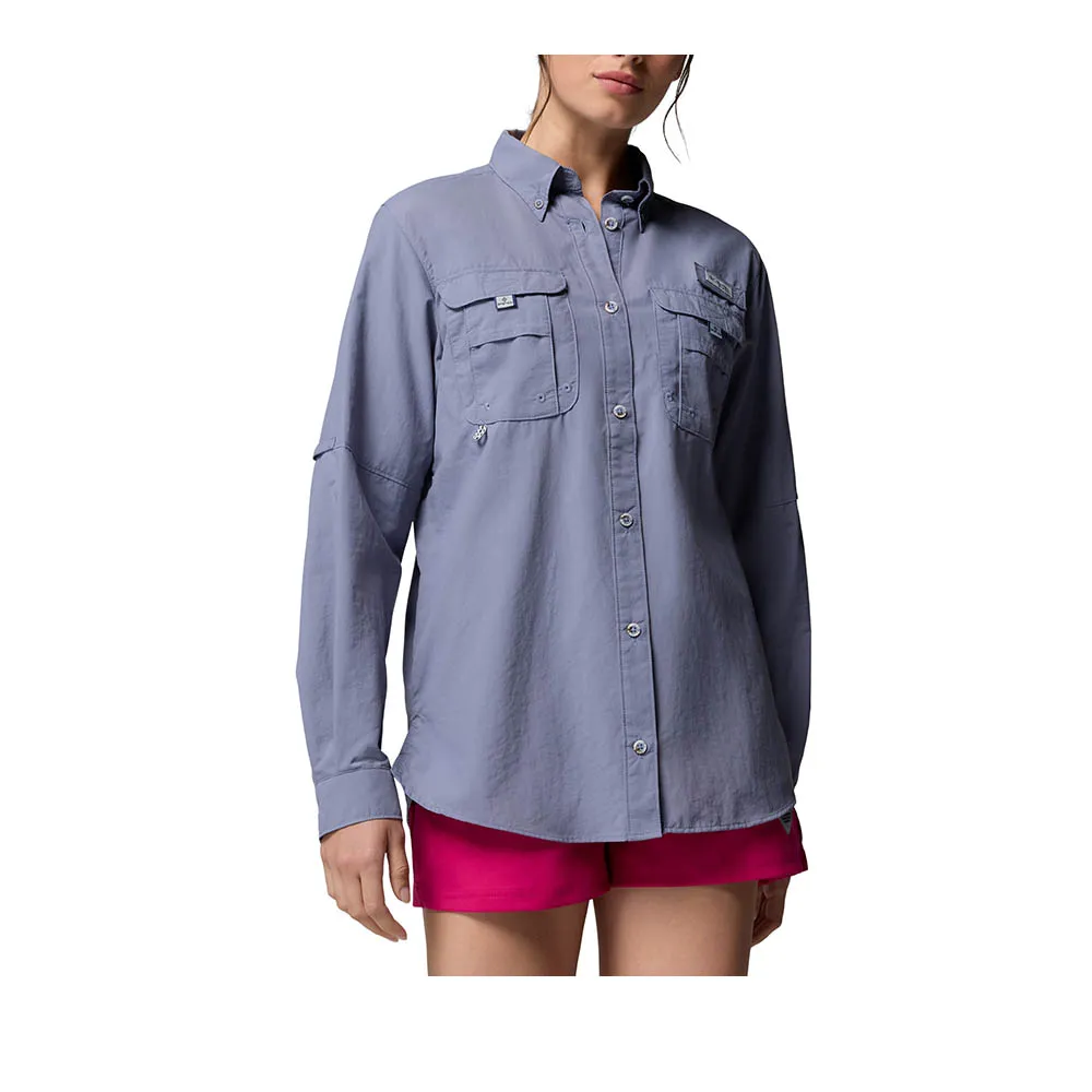 【Columbia 哥倫比亞】女款-超防曬UPF50長袖襯衫-Womens Bahama™ II LS-紫灰色(UFL82240PG/KS)