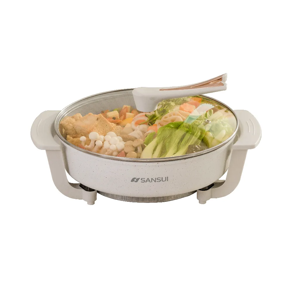 【SANSUI 山水】5L多功能電火鍋(SHP-W05)不沾塗層/大容量/易清洗/租屋族/小資族/情人節