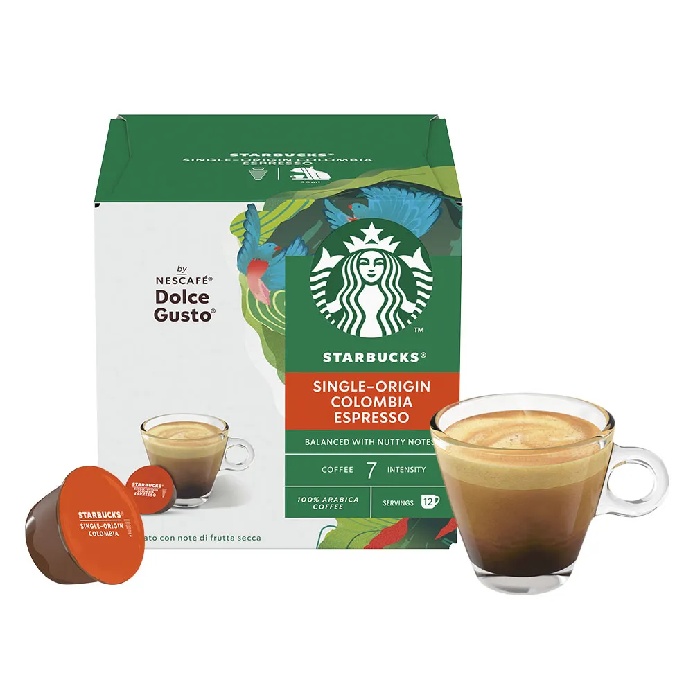 【NESCAFE Dolce Gusto】STARBUCKS 星巴克哥倫比亞義式濃縮咖啡膠囊12顆/盒(適用雀巢多趣酷思咖啡機)