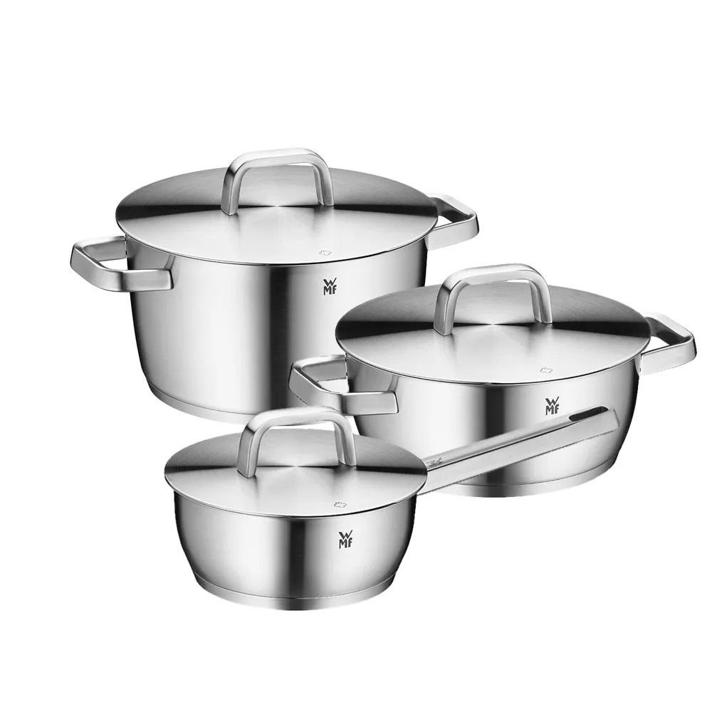 【WMF】霧光系列 Iconic 不鏽鋼三鍋六件組(低身湯鍋22cm+高身湯鍋24cm+單手鍋18cm)