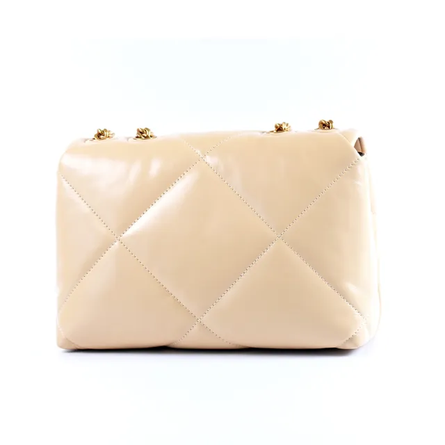 【TORY BURCH】專櫃款 KIRA 絎縫菱格肩背/斜背二用包-奶杏色/小