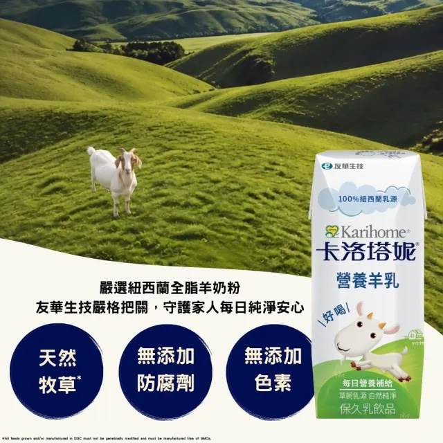 【Karihome 卡洛塔妮】官方直營 營養羊乳保久乳飲品200mlx24入/箱(羊奶/A2β酪蛋白/全家營養)