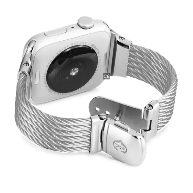 【CHARRIOL 夏利豪】預熱賣款 Apple Watch蘋果42/44/45㎜適用 Celtic鋼索錶帶 C6(AW.51.C01/M)