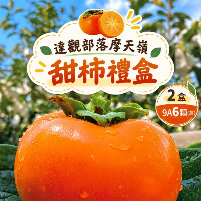 【初品果】達觀部落余大哥9A高山甜柿禮盒6顆x2盒(每顆315g±10%_年節禮盒_產地直送)