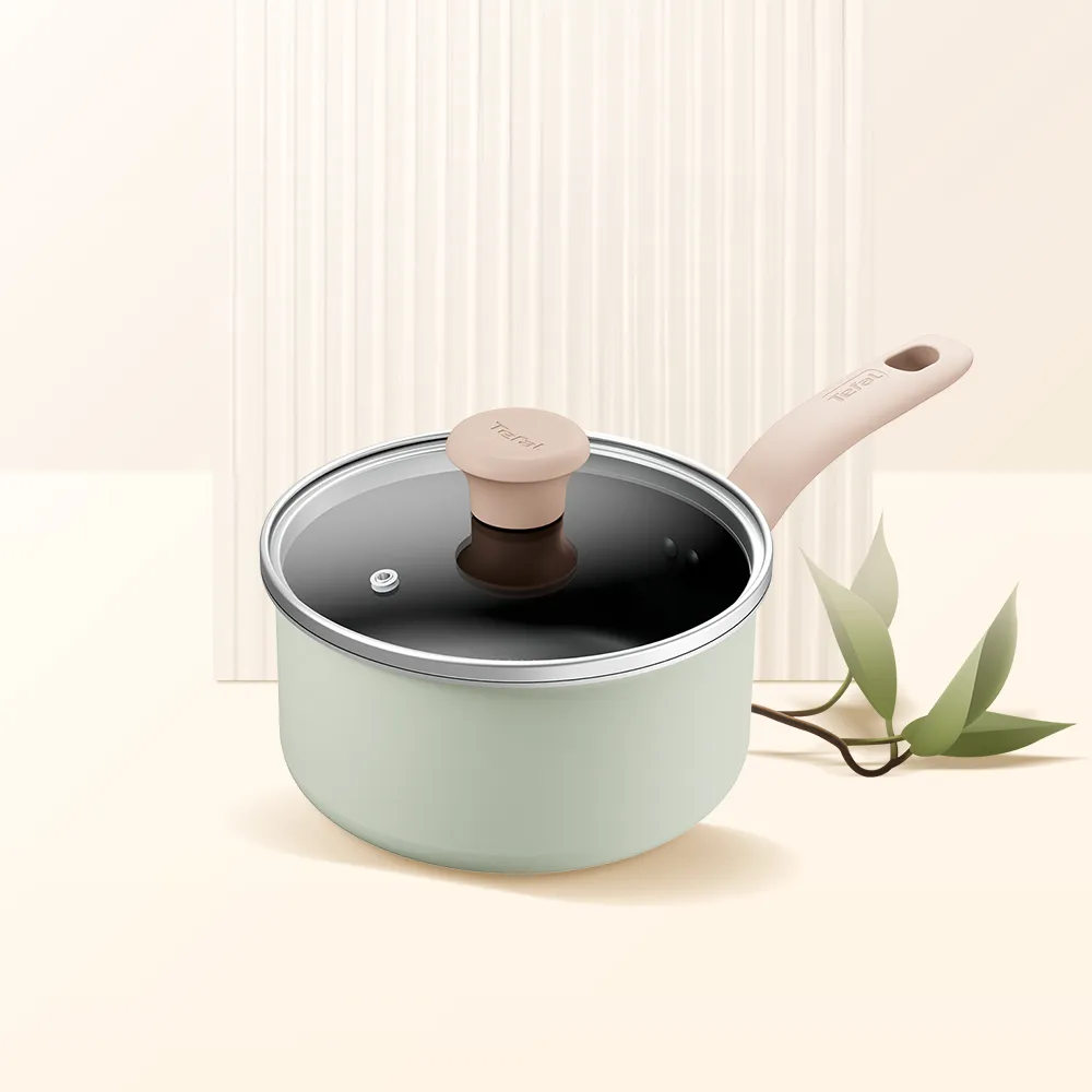 【Tefal 特福】抹茶時光系列18CM不沾鍋單柄湯鍋-加蓋(IH爐可用鍋)