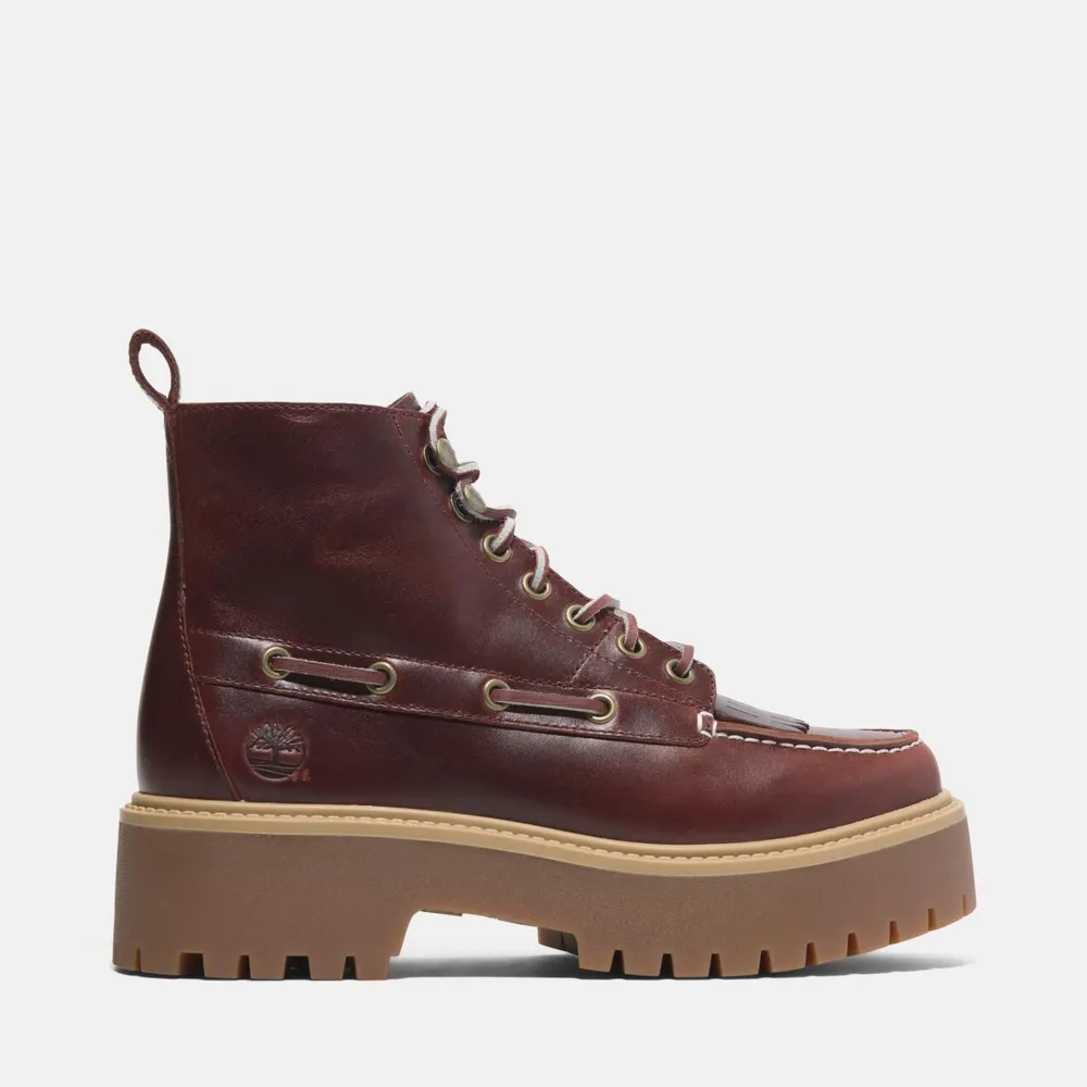 【Timberland】女款酒紅色Stone Street厚底靴(A27YZEIW)