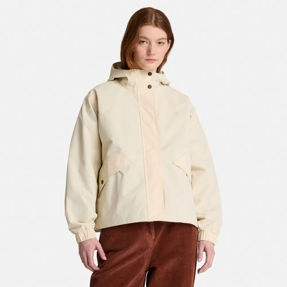 【Timberland】女款象牙色寬版防水外套(0YHCDEFL)