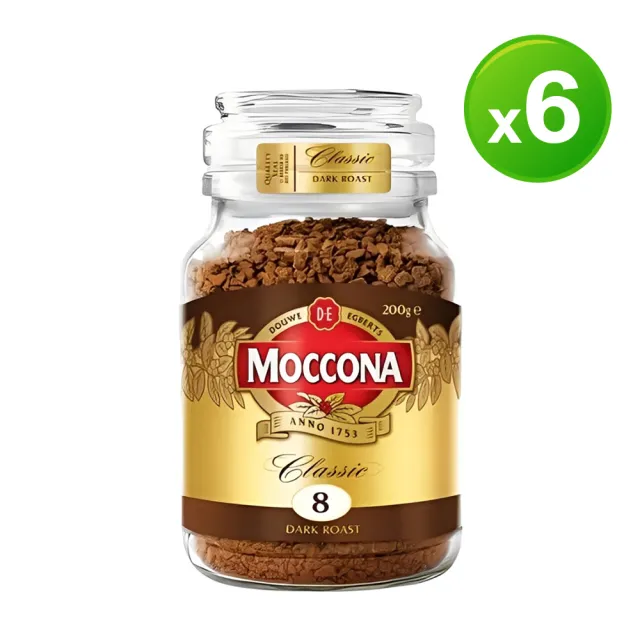 【MOCCONA 摩可納】經典8號深烘黑咖啡(箱購200gX6罐)
