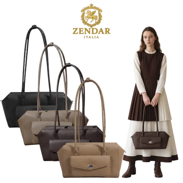 【ZENDAR】直播限定 限量1折 頂級小牛皮手提包肩背包 汪達系列 全新專櫃展示品(4色選)