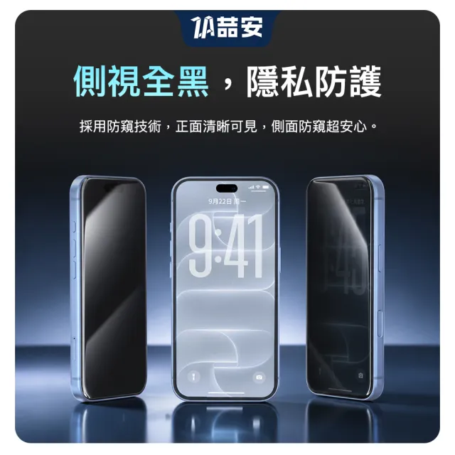 【ZA 喆安】防窺鋼化玻璃螢幕手機保護貼膜i18/17/16/15/14/13/12/11/Xr Duo/Plus/Pro/Pro Max 適用iPhone