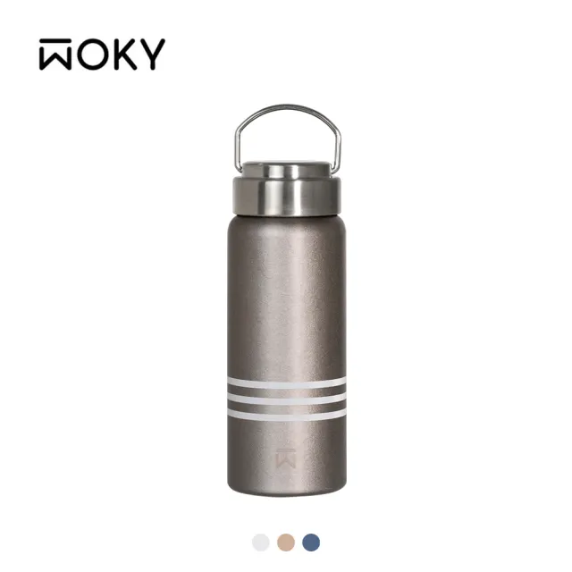 【WOKY 沃廚】Ti純鈦提手保溫瓶500ml兩入組(鈦杯/隨行杯/飲料杯/保溫杯/保溫瓶)