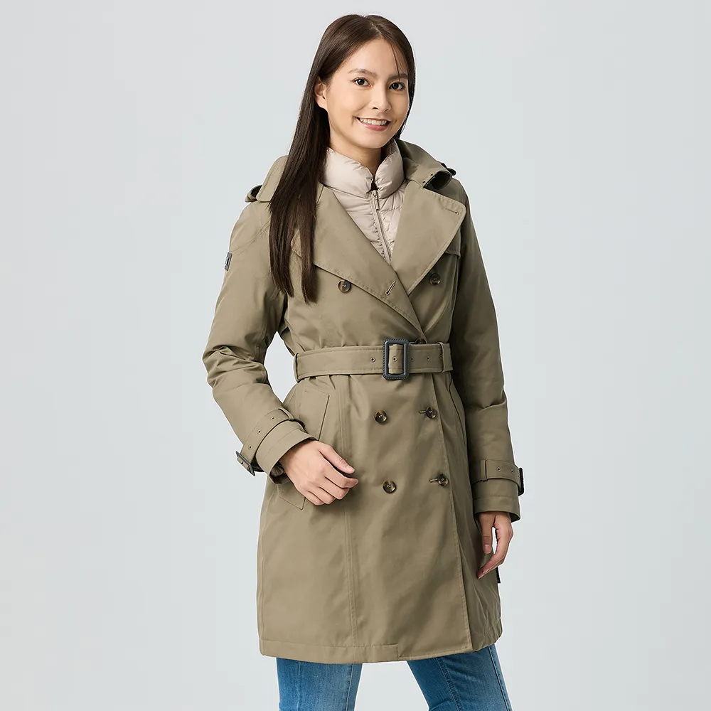 【ATUNAS 歐都納】女GORE-TEX+羽絨防風防水保暖長版二件式外套(A2GT2509W摩卡棕/風衣/休閒旅遊/賞雪/大衣)