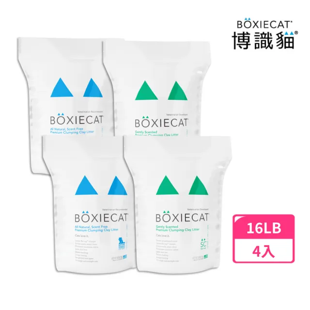 【BOXIECAT 博識貓】黏土凝結貓砂16LB X4入(貓砂 天然黏土 礦砂)