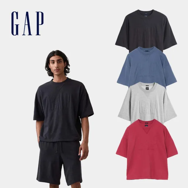 【GAP】男裝 寬版法式毛圈布短版T恤-多款任選(894498&898685&898684)