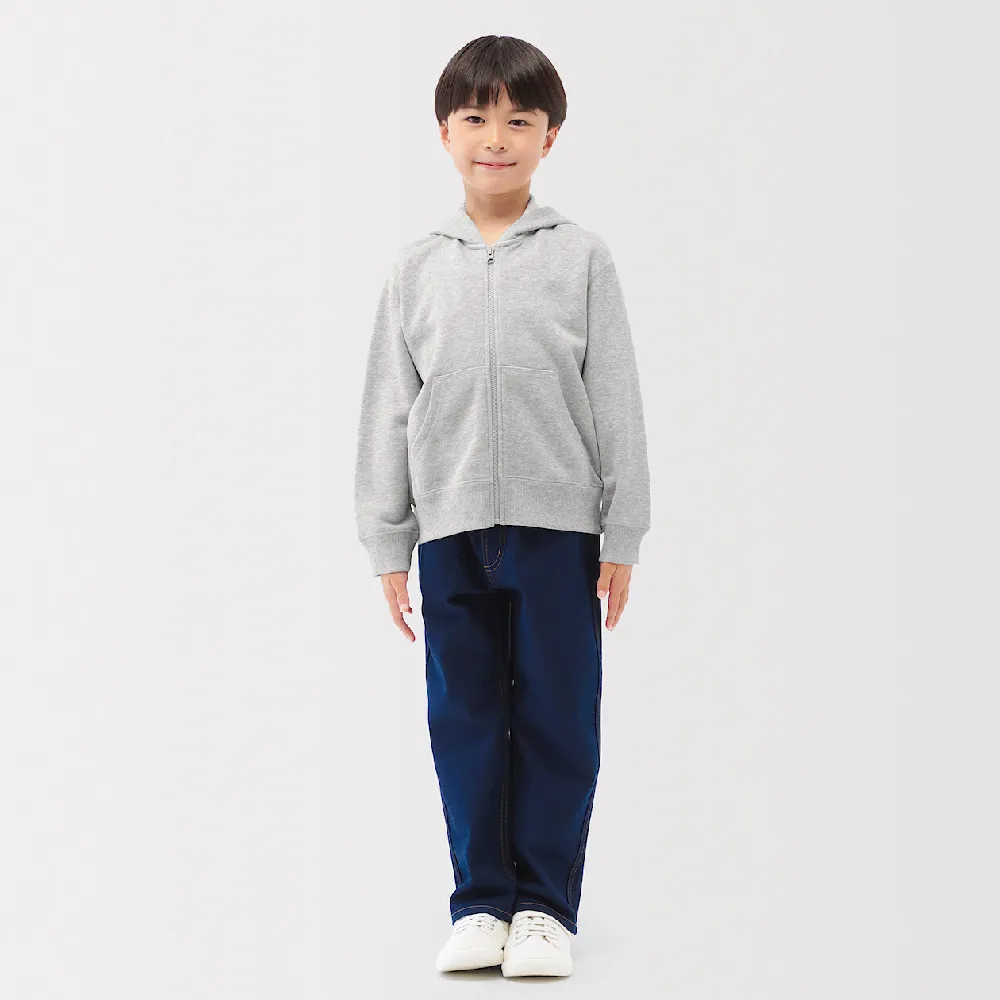 【MUJI 無印良品】兒童裏毛拉鍊連帽外套(灰色/淺米/深藍)