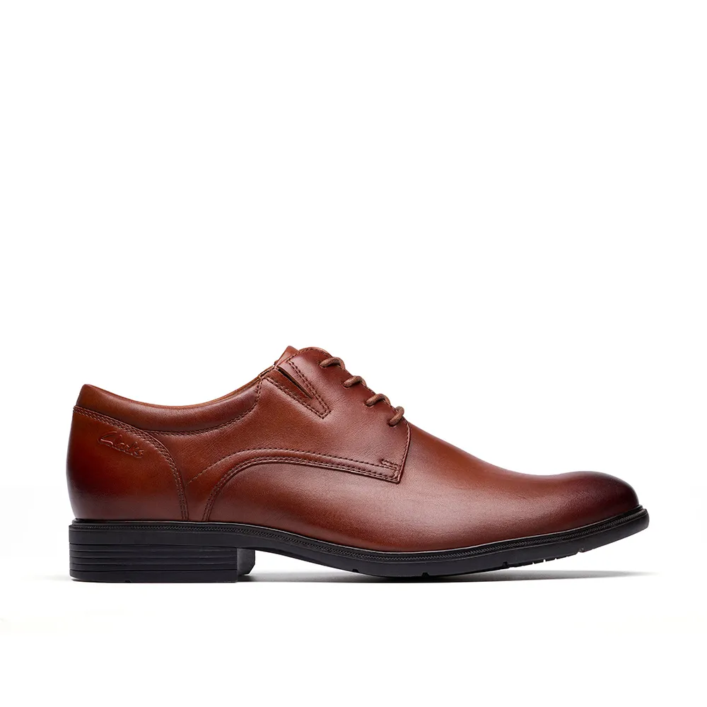 【Clarks】男鞋 Steadwell Lace 寬楦素面紳士鞋 皮鞋(CLM84680D)