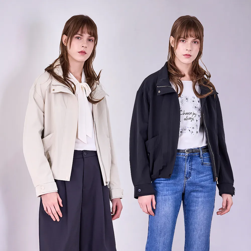 【en-suey 銀穗】網路限定 工裝短版立領防風長袖外套-女