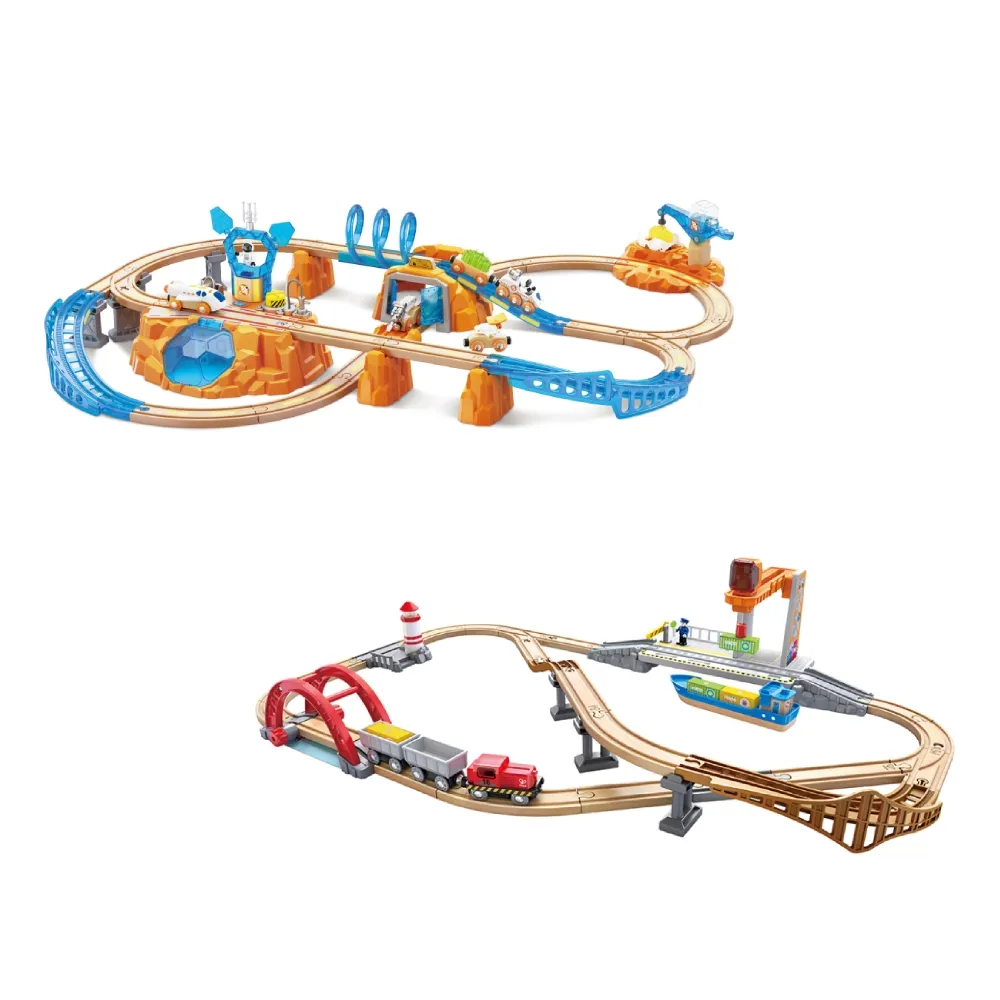 【Hape】火車軌道組合/火星探索/港口運輸(2款選擇/軌道遊戲/軌道車/家家酒/木製玩具/木頭玩具)