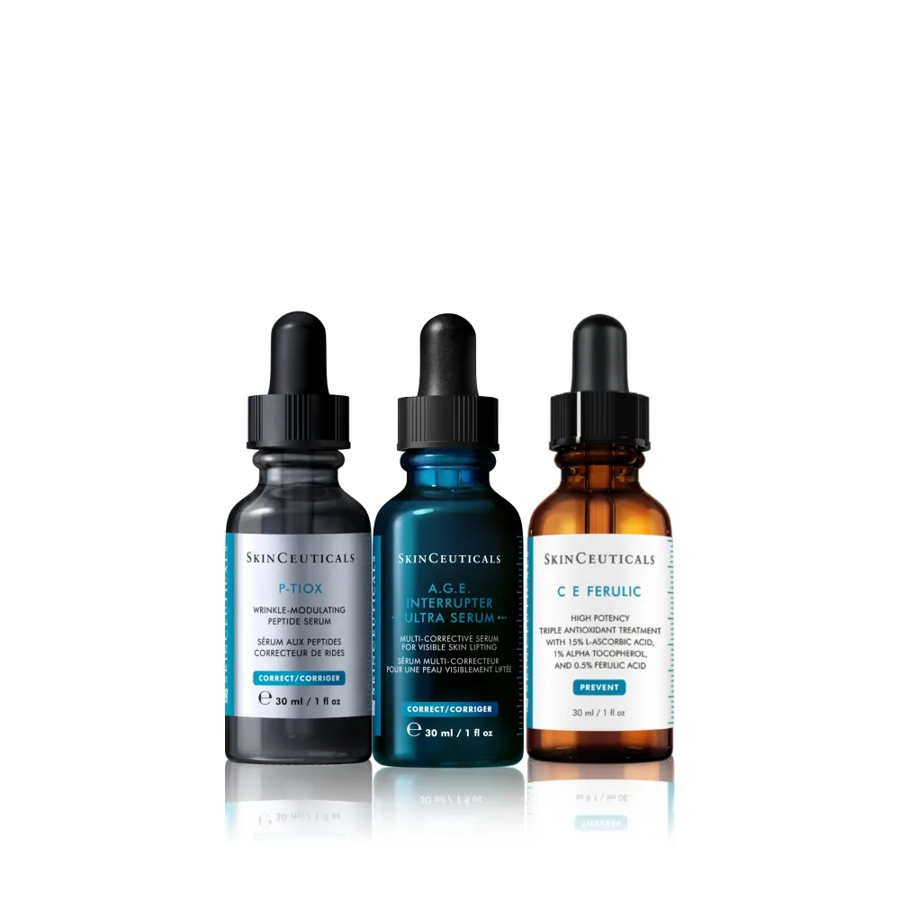 【Skin Ceuticals 修麗可】A.G.E.極效賦活緊緻精華+超濃度CE緊緻修護抗氧化精華+P-TIOX 超胜抗皺極光精華