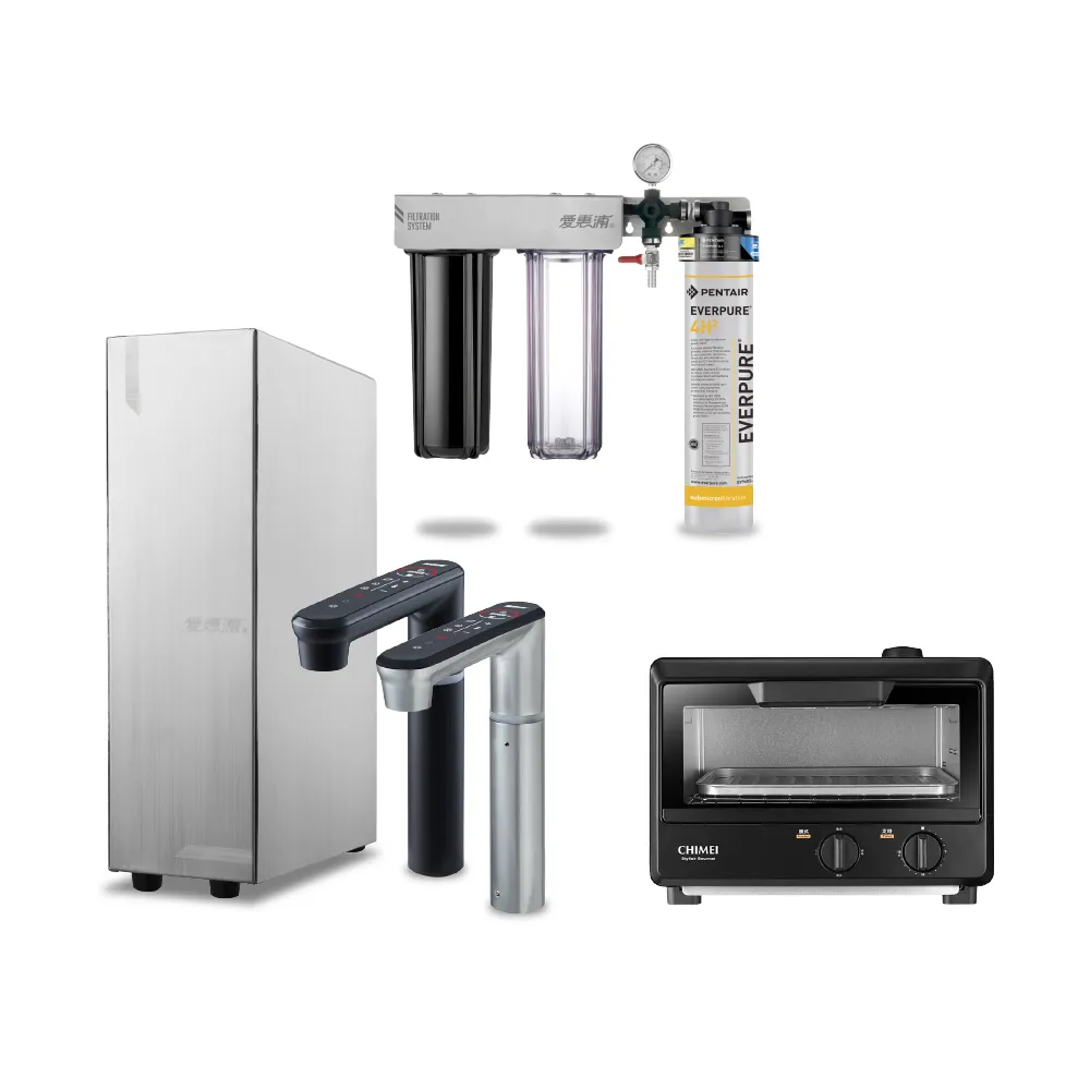 【EVERPURE 愛惠浦】雙溫櫥下型 一級能效 PX1觸控熱飲機+4H2三道式生飲淨水器(前置樹脂+PP)