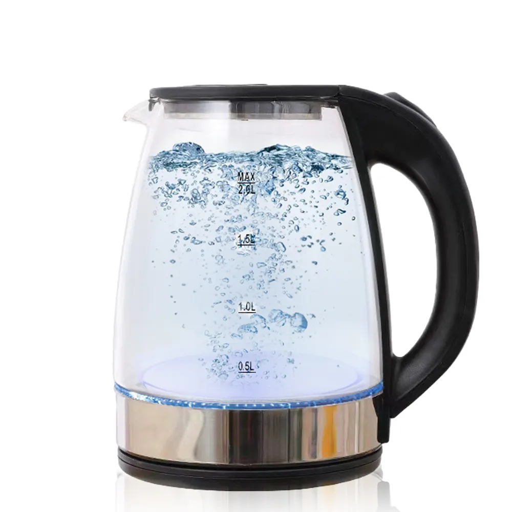 【AHOYE】大容量耐熱玻璃藍光快煮壺 1.7L(熱水壺 電熱壺 電茶壺 加熱壺)
