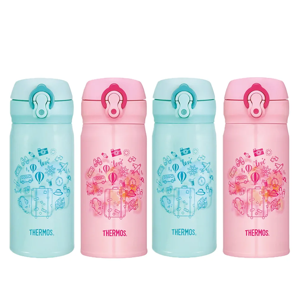 【THERMOS 膳魔師】買1送1_不鏽鋼超輕量彈蓋真空保溫瓶350ml(JNL-352)