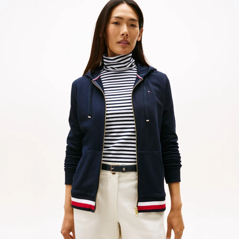 【TOMMY HILFIGER】官方旗艦館Heritage 拉鍊連帽外套 藍色