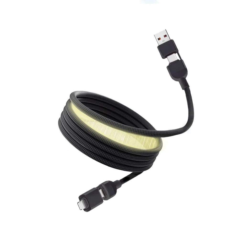 【ZA 喆安】USB2.0 四合一 Type-C to C磁吸編織充電線1m(適用iPhone 18/17/16/MacBook/手機快充線)