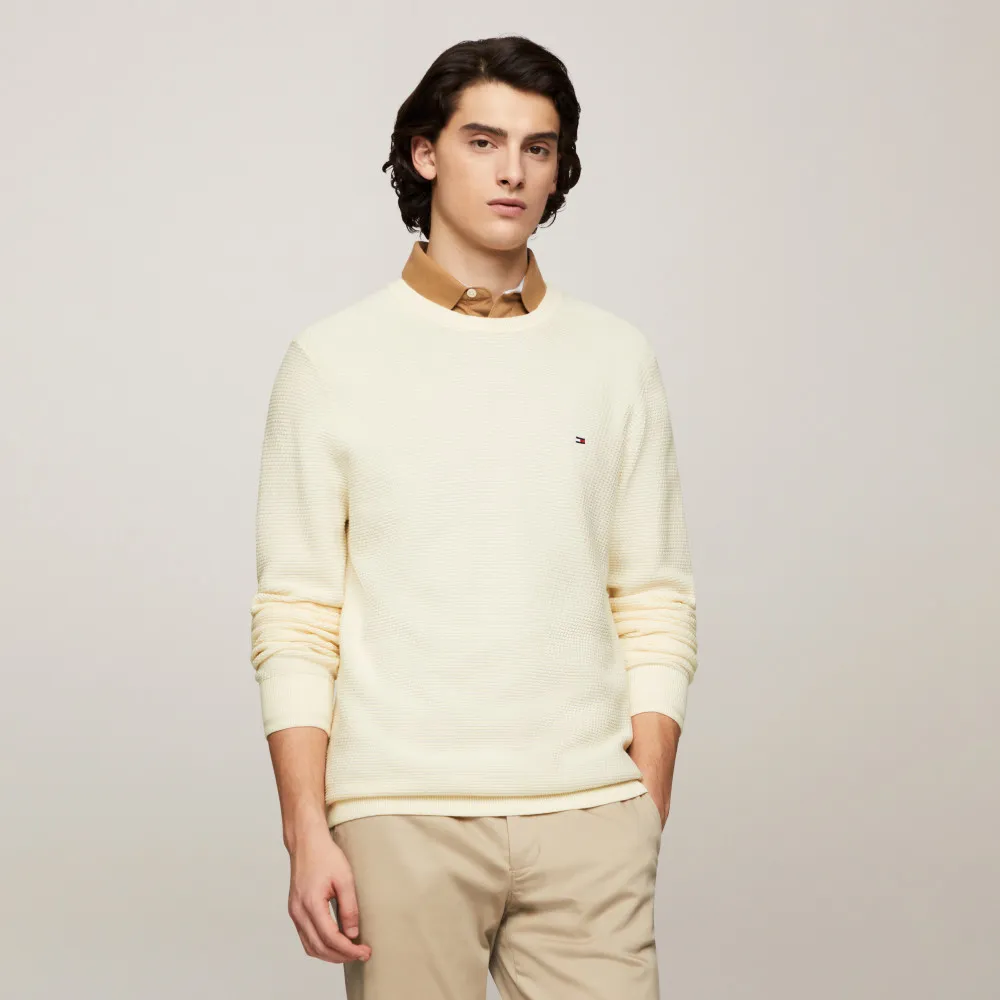 【TOMMY HILFIGER】官方旗艦館 結構感圓領毛衣_裸色