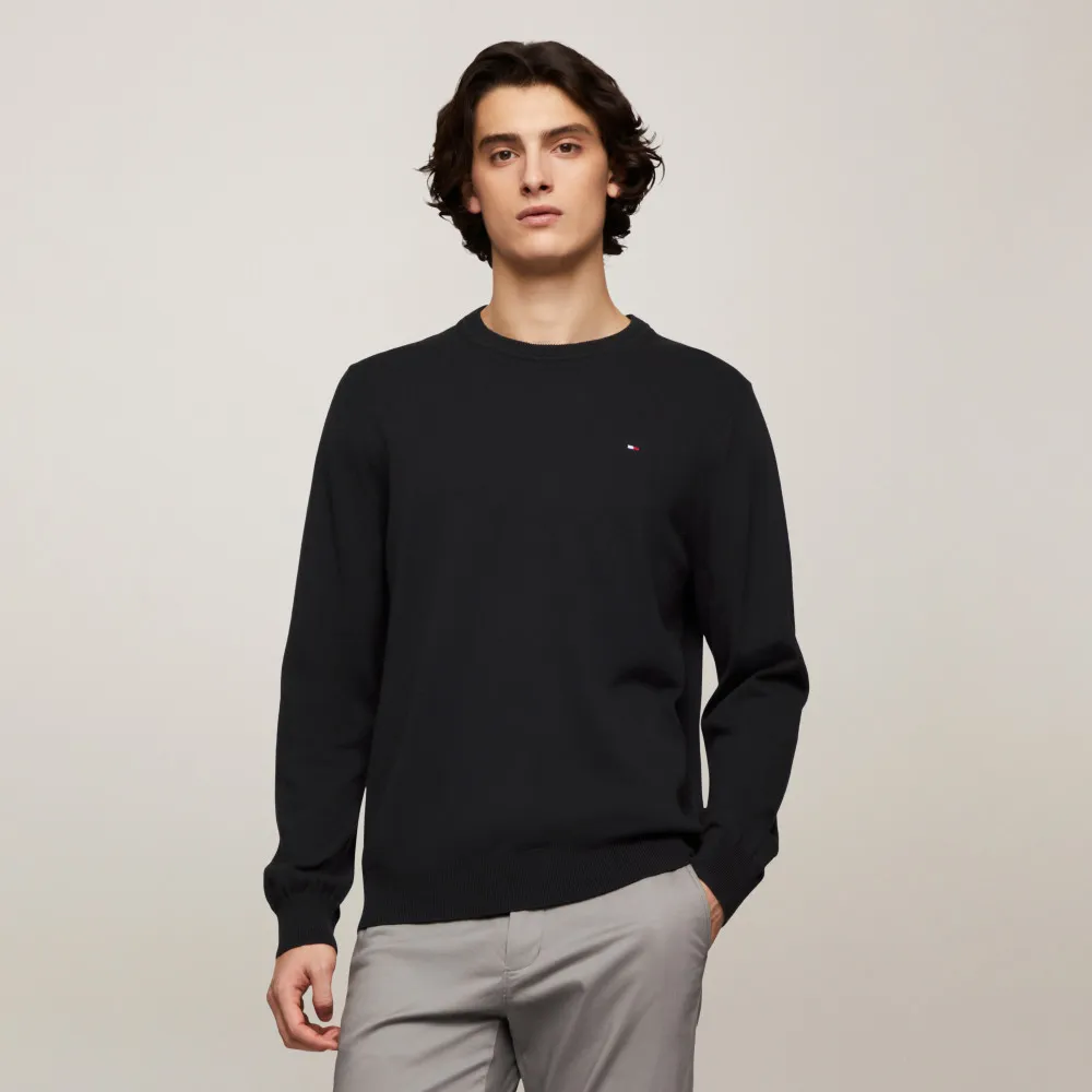 【TOMMY HILFIGER】官方旗艦館 標誌性圓領毛衣_黑色