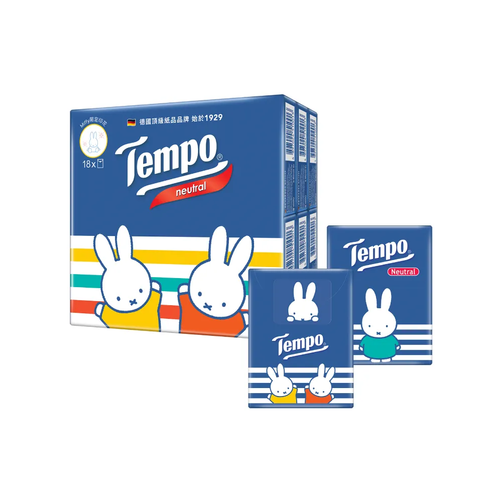 【TEMPO】Miffy限定版 四層迷你紙手帕7抽*18包(袖珍包/加厚/不掉屑)