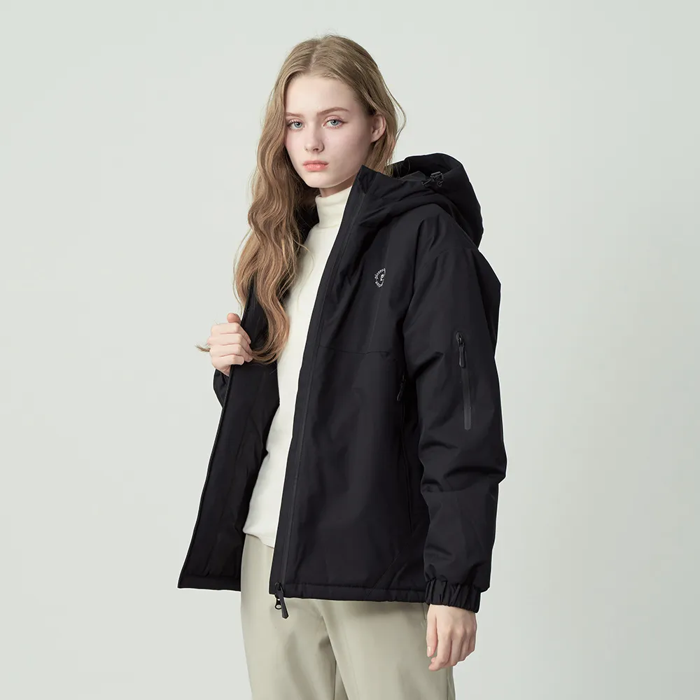 【pierre cardin 皮爾卡登】網路獨家 女款 保暖防風防潑水科技棉連帽外套-黑色(8255761-99)