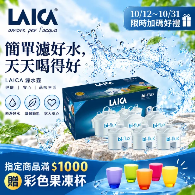 【LAICA 萊卡】義大利原裝進口 bi-flux高效雙流濾芯(1年份濾芯組合 共6入)