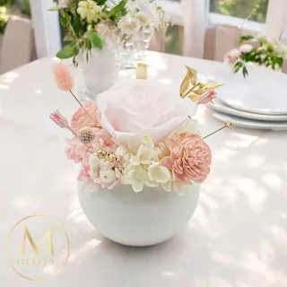 【Floral M】阿爾貝拉永生花禮贈香氛油(乾燥花/永生花/情人節花禮/告白禮物/生日禮物/開幕花禮/居家擺飾)