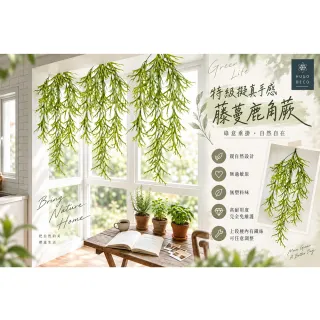 【HUGO DECO 榆果傢飾】特級擬真手感藤蔓植物 垂掛鹿角蕨 蕨類 爬藤 單把