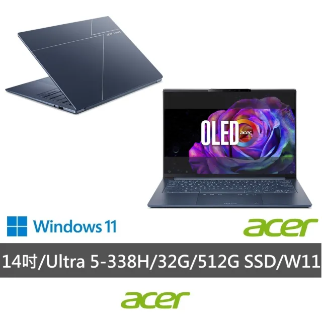 【Acer】微軟M365組★14吋 OLED輕薄 AI筆電-銀(Swift Go/SFG14-I71-51B4/Ultra 5-338H/32G/512G/W11)