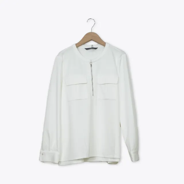 【MASTINA】小立領半門襟工裝襯衫 白(魅力商品)