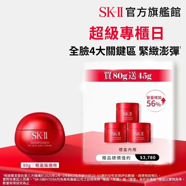 【SK-II】官方直營 肌源煥顏活膚霜特惠組80g(禮盒/經典or輕盈任選/乳霜/臉部保養/澎彈/緊緻/大紅球)
