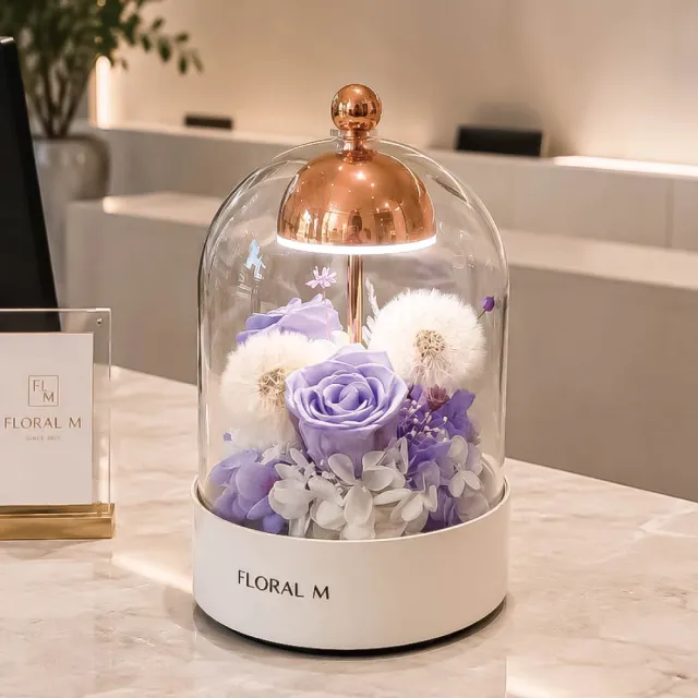 【Floral M】南法蒲公英花園永生花盅夜燈(乾燥花/永生花/情人節花禮/生日禮物/開幕花禮/居家擺飾)