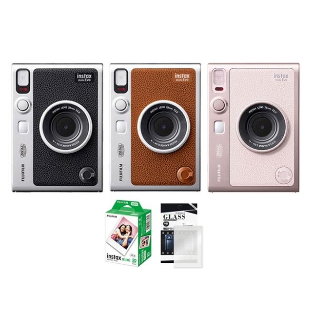 【FUJIFILM 富士】Instax Mini EVO 混合式數位拍立得相機 原廠公司貨(空白底片20張9H螢幕貼超值組)