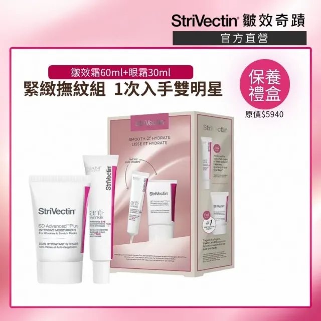 【StriVectin 皺效奇蹟】MOMO獨家★皺效明星緊緻組(皺效霜60ml+眼霜30ml)