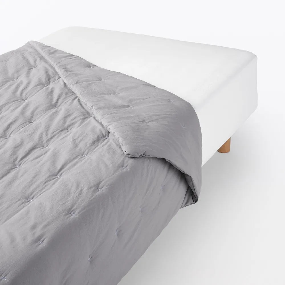 【MUJI 無印良品】絎縫點狀水洗薄被/D (白色/灰色/淺米/藍色) 成品尺寸:W180×L200 cm 壓紋縫製加工