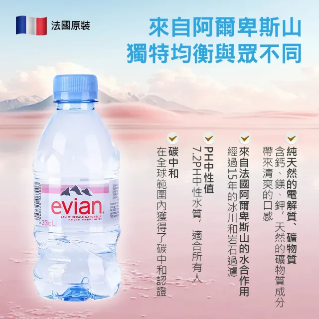 【Evian 依雲】天然礦泉水330mlx24入/箱(法國原裝)