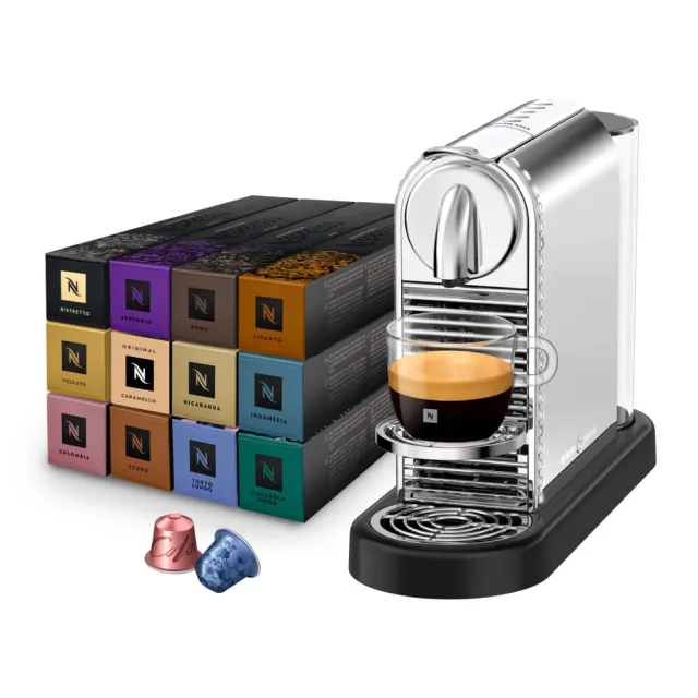 【Nespresso】施華洛世奇聯名款 CitiZ Platinum 膠囊咖啡機 飲水機 全自動咖啡機(探索禮盒120顆迎新會員組)