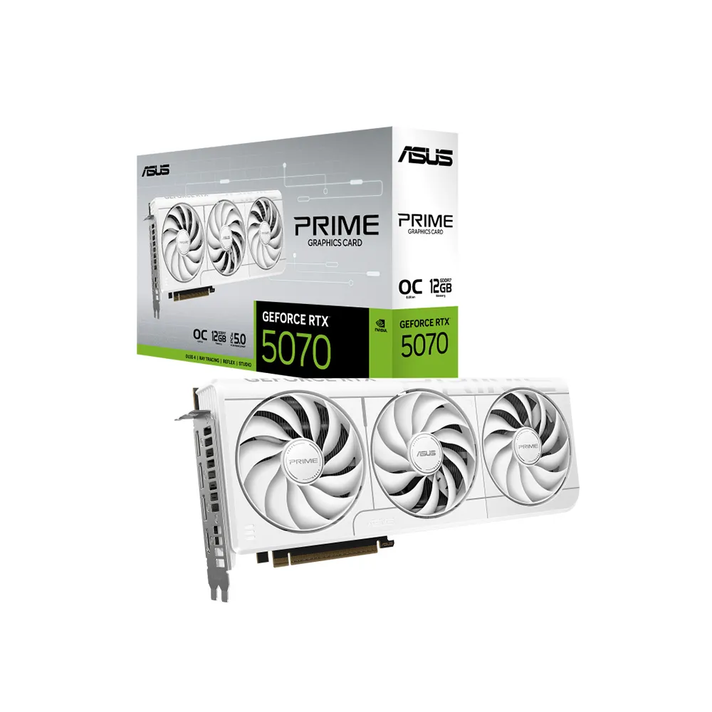 【ASUS 華碩】PRIME-RTX5070-O12G-WHITE 顯示卡+華碩 TUF Gaming GT501 白色 機殼