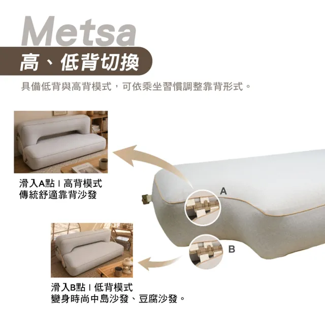 【Metsa 米特薩】眠月翻轉充氣沙發 雙人座 四人座 低背高背三種模式