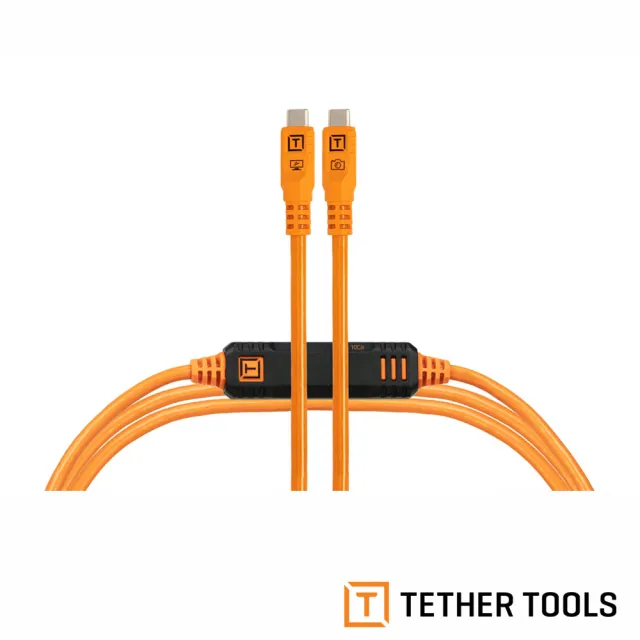 【TETHER TOOLS】TetherPro Optima 10G USB-C 直式對直式 USB-C 轉 USB-C 直線連接傳輸線 亮橘色(公司貨)