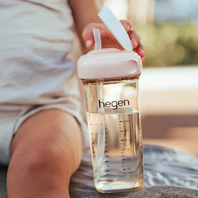 【hegen】總代理｜PCTO™輕飲時光PPSU方圓型寬口吸管杯3.0 330ml 一般流速(嫣粉/霧灰/沁藍/漾紫/柔褐楓)